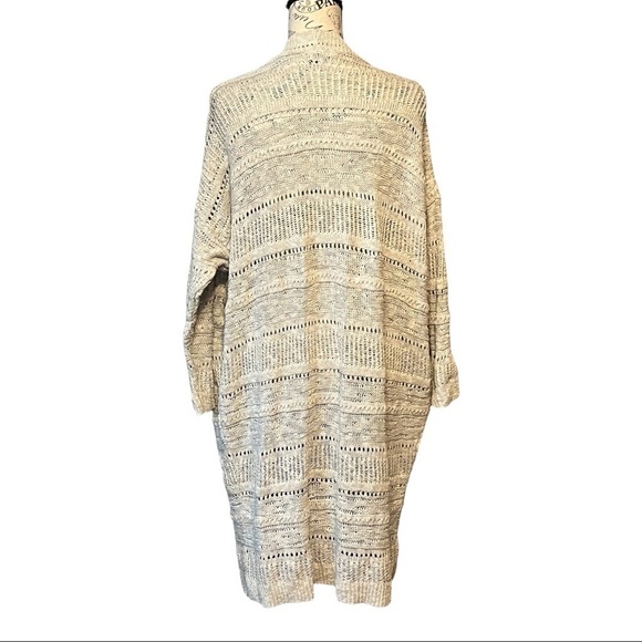 Ecote Oversized Open Front Longline Cardigan Ivory Chunky Knit Cozy Grandpa Core - Picture 8 of 11
